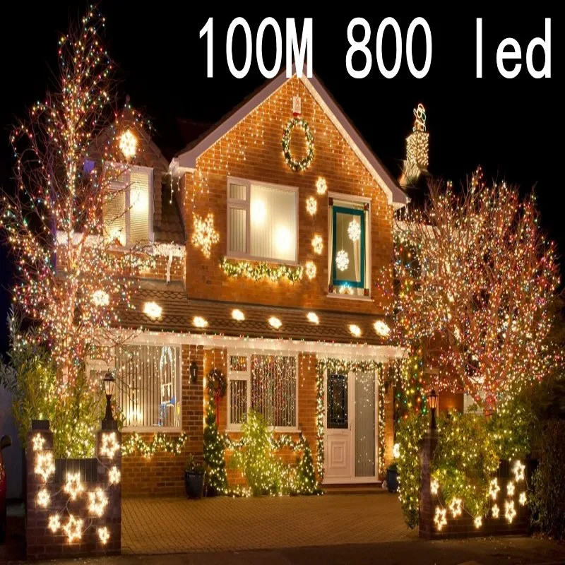 New 100 meter 800 LED Christmas Lights 8 Modes for Seasonal Decorative Christmas Holiday Wedding Parties Indoor / Outdoor Use