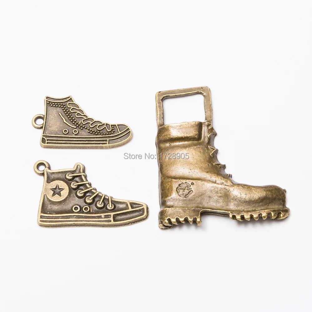 Charms Sneaker Boots Shoes Pendants 10 pcs DIY Classic Bronze color Fashion Accessories Handmade Pendant Charms