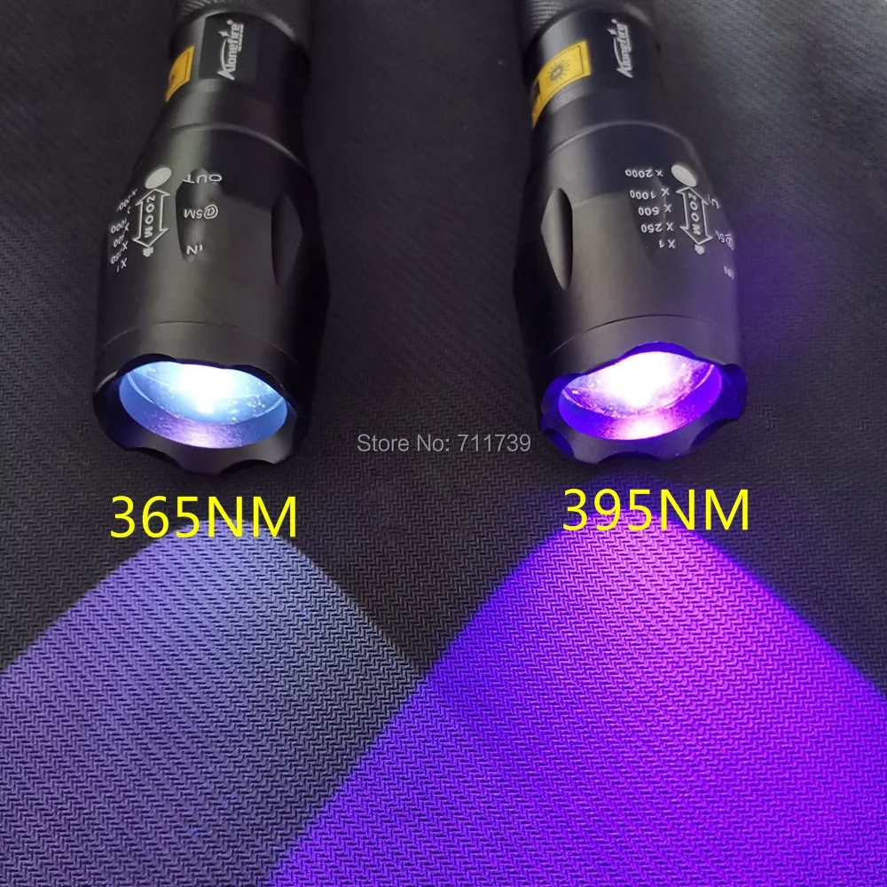 Zoom UV LED Flashlight 365nm 395nm Invisible Ink Marker Cat Dog Urine Tinea Ore Money Scorpion Fluorescence Light Use AAA 18650