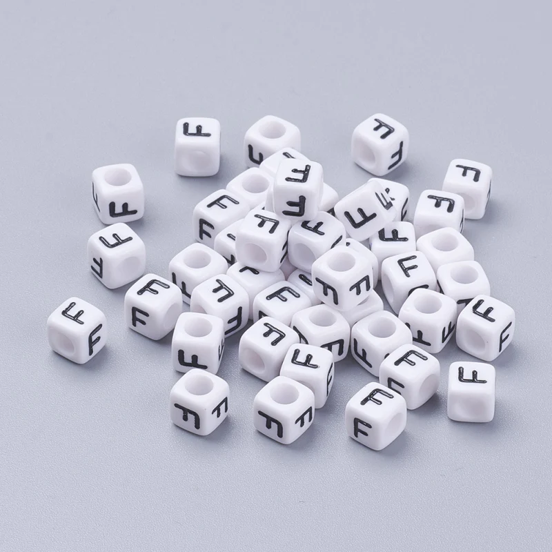 

300pcs/50g Acrylic Alphabet Jewelry Beads Square Shape Beads 6mm Letter Cube