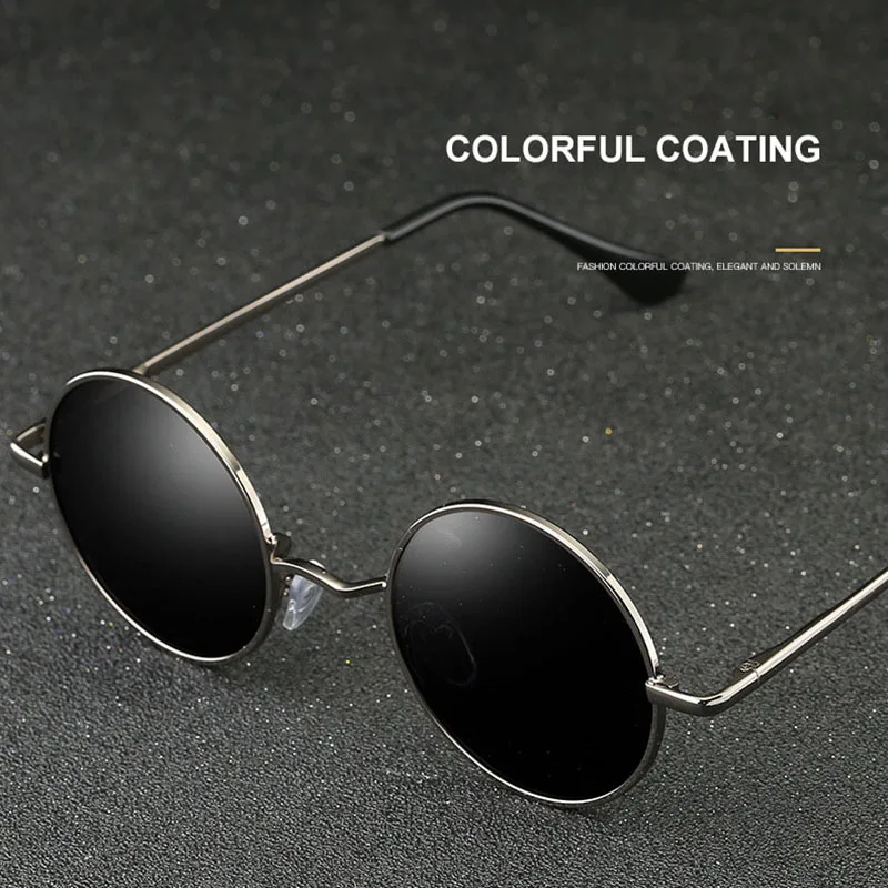 Polarized Vintage Retro Round Sunglasses Men Women Metal Frame Driving Sun Glasses Brand Designer Mirror Black Eyewear UV400