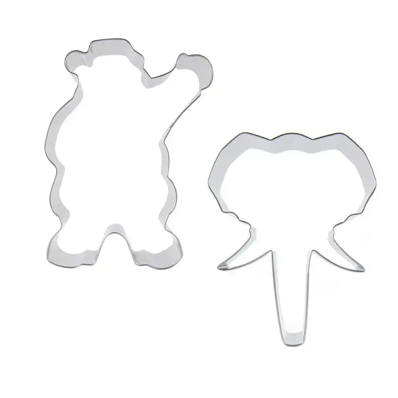 2 pcs Father Christmas Elephant head Stainless steel Cookie cutter biscuit embossing machine Pastry molds Cake decorating tools