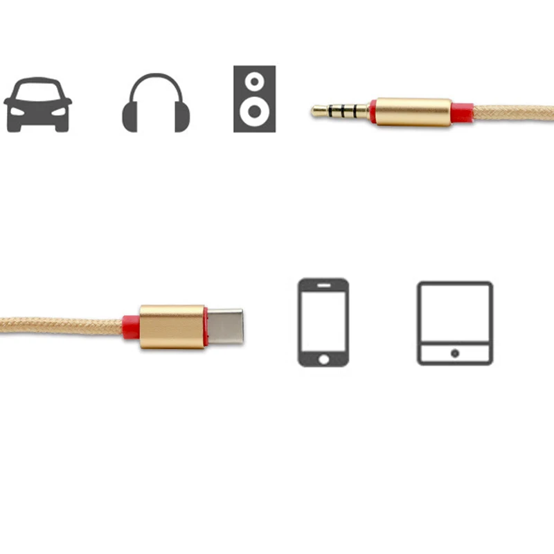 Adaptador de Cable de Audio tipo C a 3,5 Mm, conector USB tipo C, Cable auxiliar para altavoz de coche, Samsung y Xiaomi, 10 unids/lote