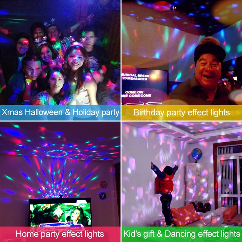 Lámpara led de efecto colorido para escenario, luces de noche con control de música, vacaciones, Navidad, fiesta, dj, discoteca, CA de 80-240V, IR,