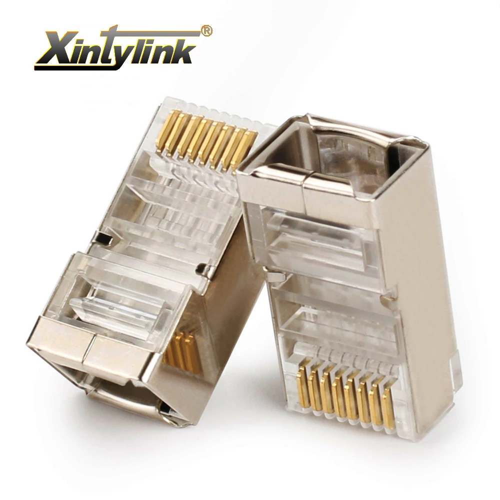 xintylink ethernet cable connector rj45 plug male lan network cat5e 8p8c jack rg rj 45 stp shielded rg45 cat 5 cat5 50pcs 100pcs