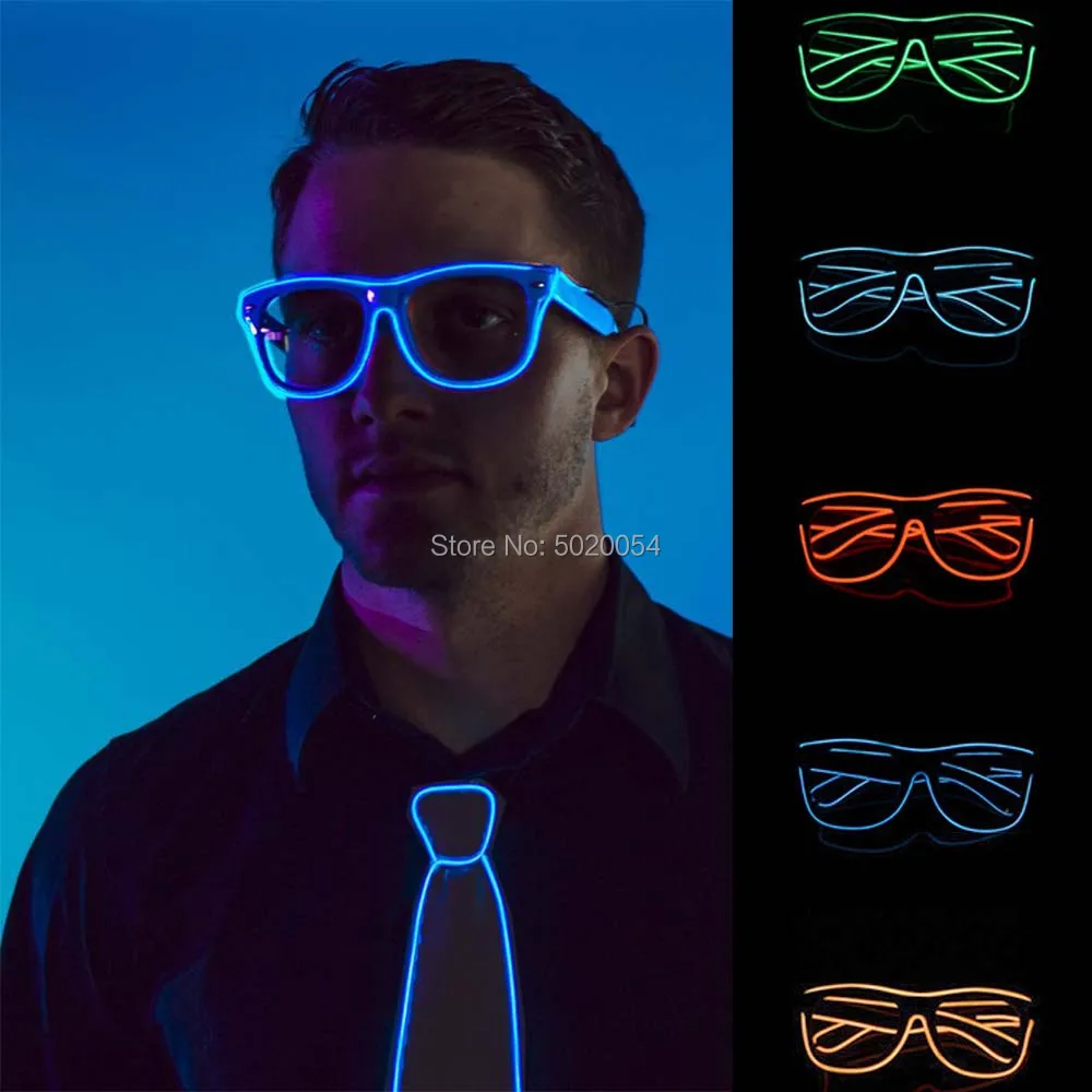 Vendite calde 10 colori novità uomo donna EL occhiali Neon Light Up occhiali rotondi luminosi