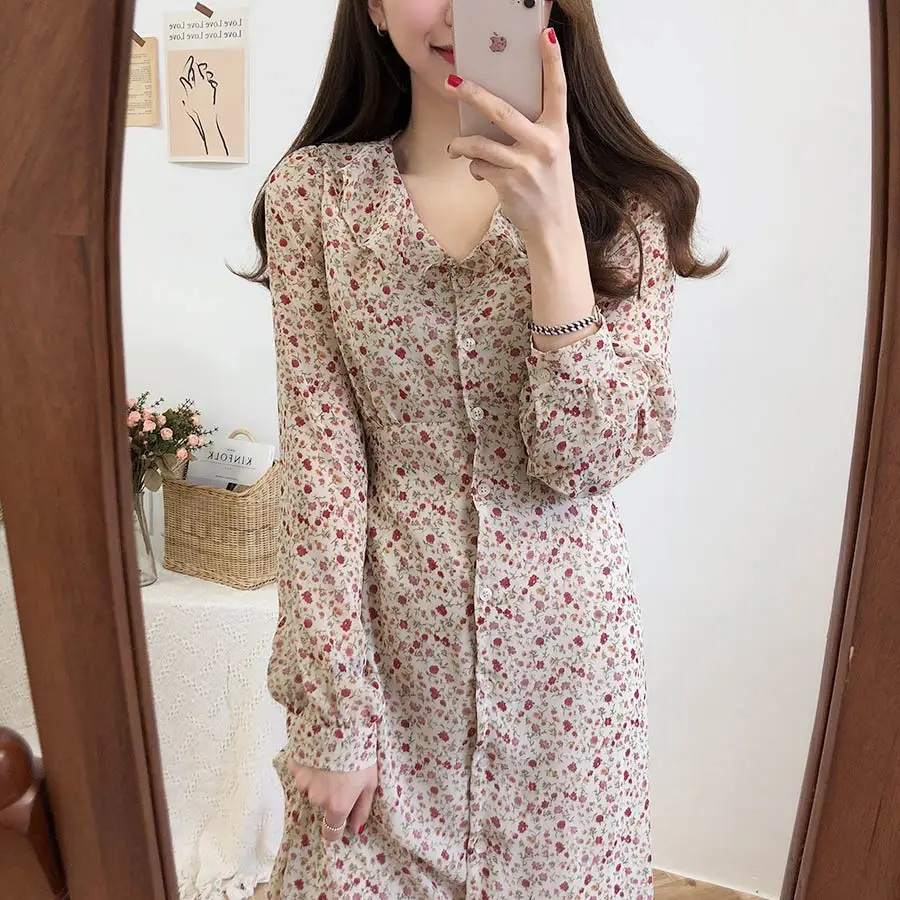 Pink Cute Dresses Women Long Sleeve Spring Fall Korean Japanese Style Design Belt Bow Tie Button Shirt Dress Vintage Girl