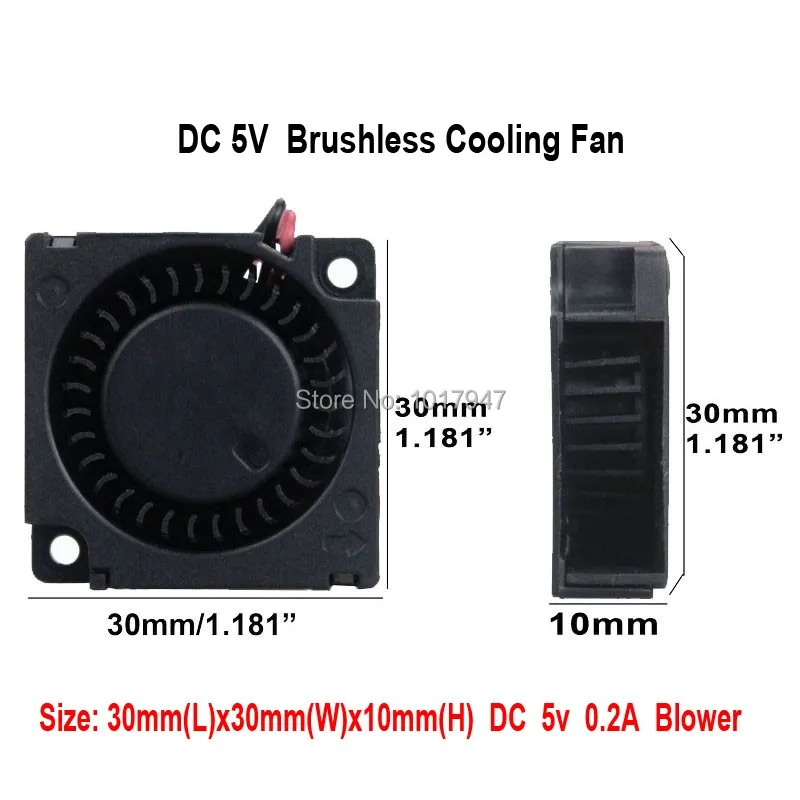 2 pcs LOT 30mm x 10mm 3010 5V DC Centrifugal Fan Brushless Cooling Blower Fan