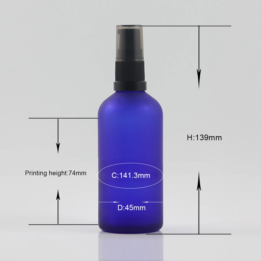 100 PCS A LOT glass lotion bottle 100ml, empty 100ml blue glass serum cosmetic packaging