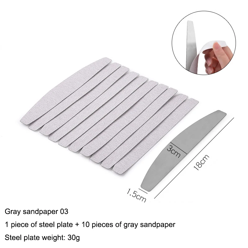 New 180 Grit Nail Art Sanding Files Calluses Remover Stainless Steel Handle With 10 pcs Replacement Disposable Sand Paper Pads