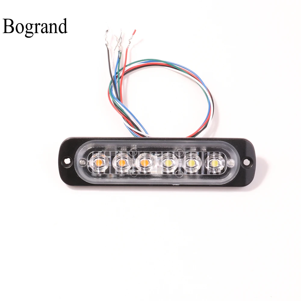 

6W Synchronized Strobe Light Bar Bogrand Emergency Flash Signal Lamp LED Car Warning Hazard Flashing Beacon Vehicle Alarm Lights