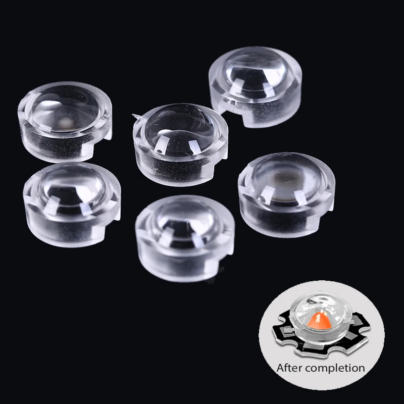 10PCS/lot 13mm  IR Lens 15 30 45 60 90 100 Degree Needn't Holder For 1W 3W 5W High Power LED Diode Convex Reflector Collimator