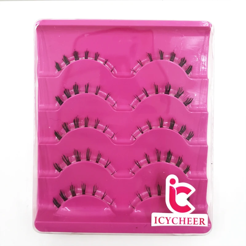 ICYCHEER 5 Pairs Makeup Handmade Natural Under Lashes False Eyelashes Lower Bottom Eye Lashes Extension