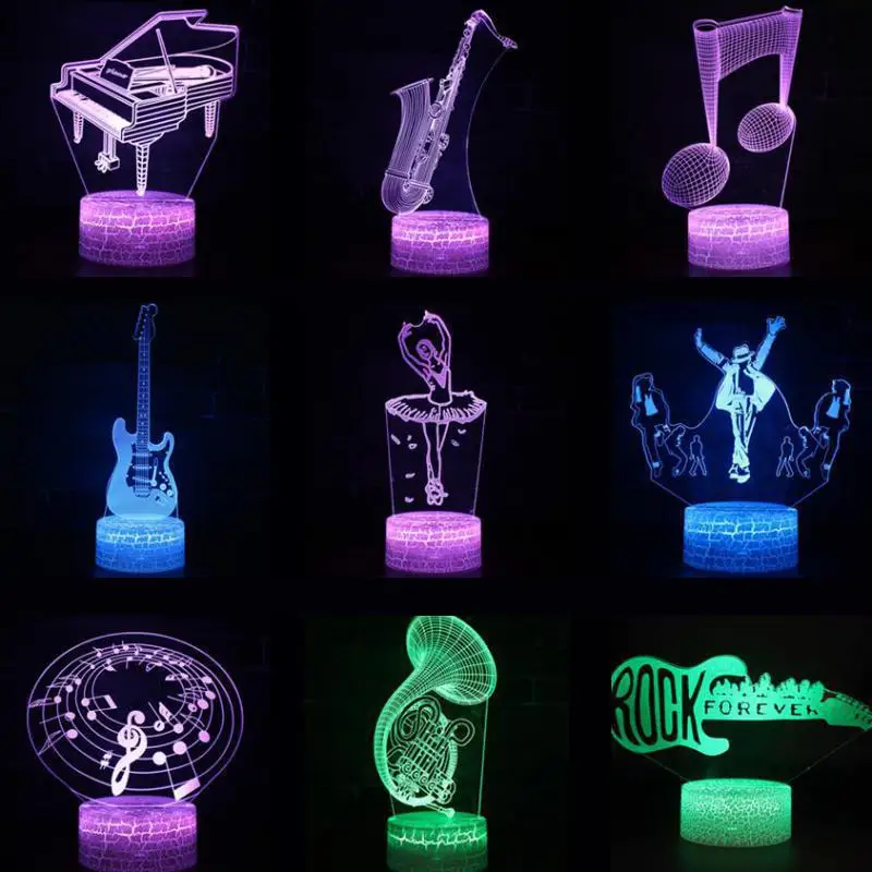 

Musical instrument Strange lamp Neon Party Decoration Christmas decorative lights 7 color change Remote Touch switch 3d lamp