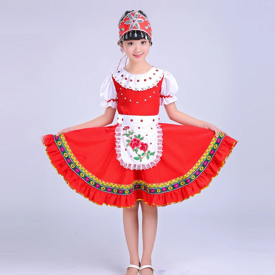 Songyuexia Children Russia Nation Performance Clothing Modern Stage Show Costumes Child Princess Skirt Party dance Dress