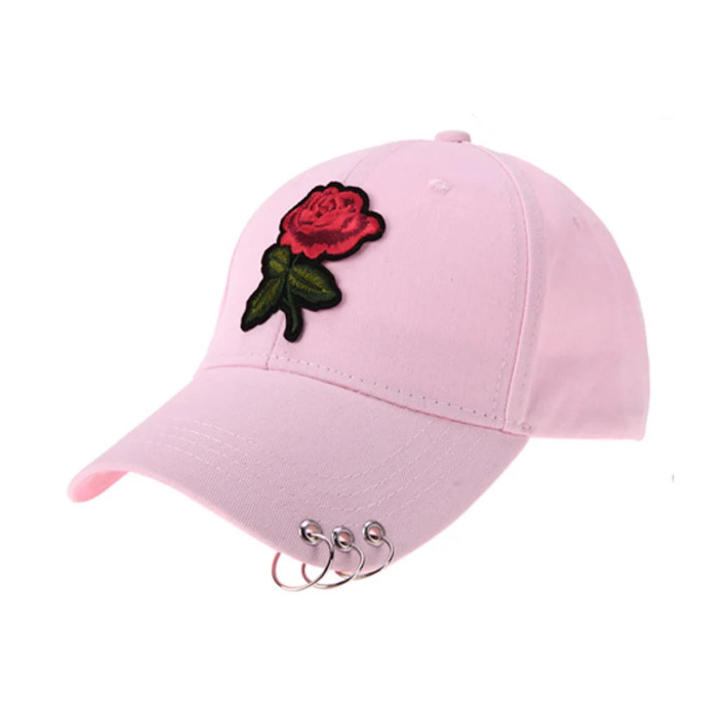 Women Men Hip Hop Kpop Snapback Baseball Cap Rose Flower With Rings Sport Dancing Travel Dad Hat Caps Streetwear Adjustable