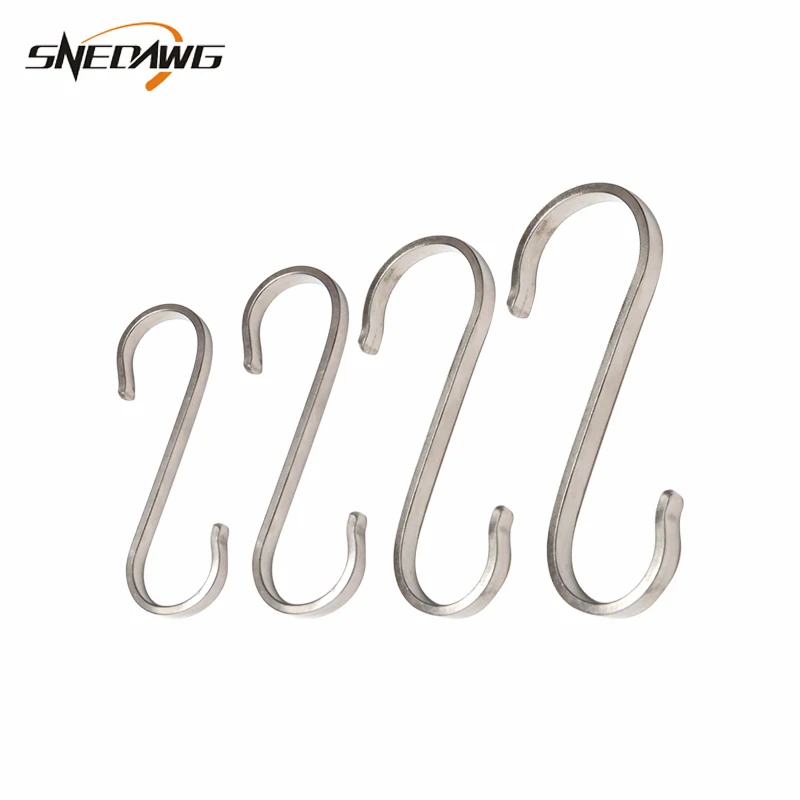 2pcs 304Stainless Steel S Sharped Hooks Hanger Kitchen Bathroom Cabinet Storage Holders for Clothes Pot Pan Kitchen Hooks Holder