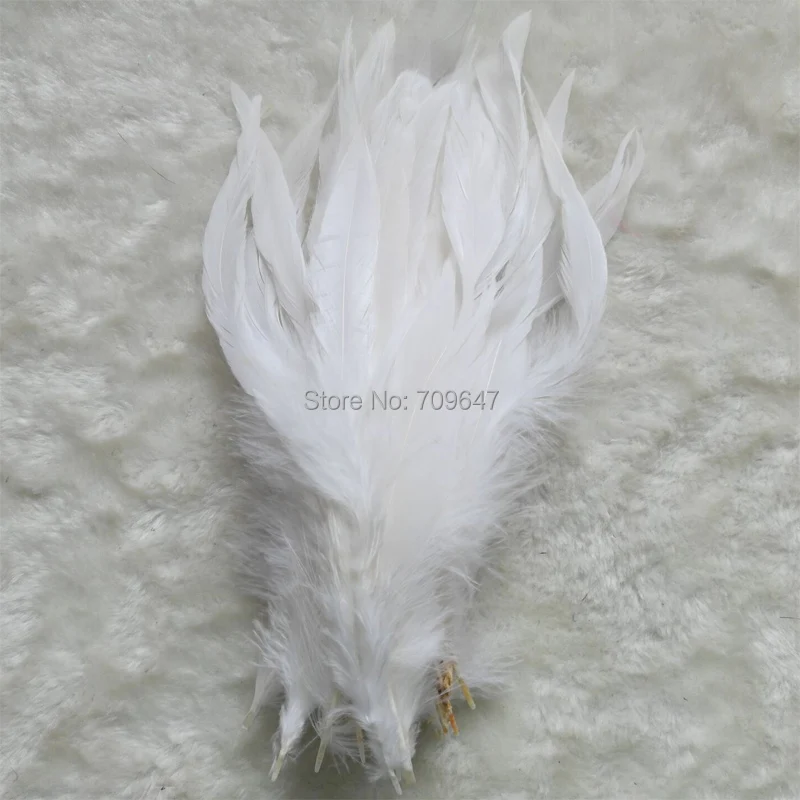 200Pcs/Lot! 10-15cm/15-20cm Long Natural WHITE Rooster Saddle Feathers, Loose Plumes for Jewelry Making