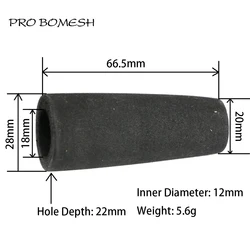 Pro Bomesh 4Pcs/Pack 6.65cm 5.6g Inner Diam 12mm EVA Rear Grip Split Grip Black Color DIY Fishing Rod Building Component Repair