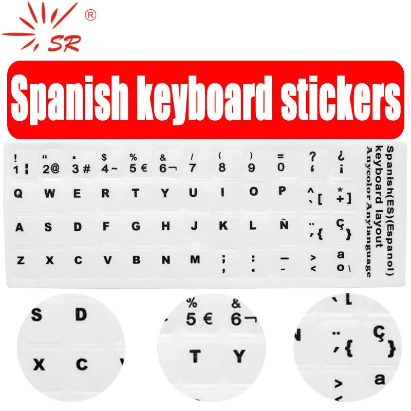 SR Standard Spanish Language 8 Types Keyboard Stickers Layout Button Letters Alphabet for PC Laptop Accessories Computer