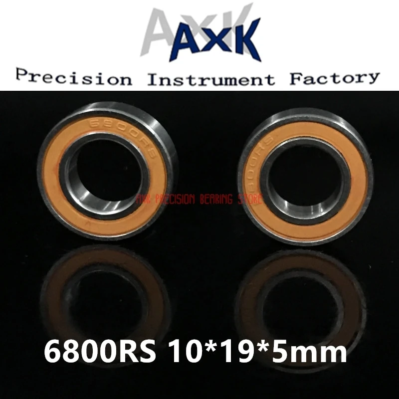 2023 6800rs Bearing Abec-3 (10pcs) 10*19*5 Mm Thin Section 6800-2rs Ball Bearings 61800 Rs 6800 2rs With Orange Sealed L-1910dd