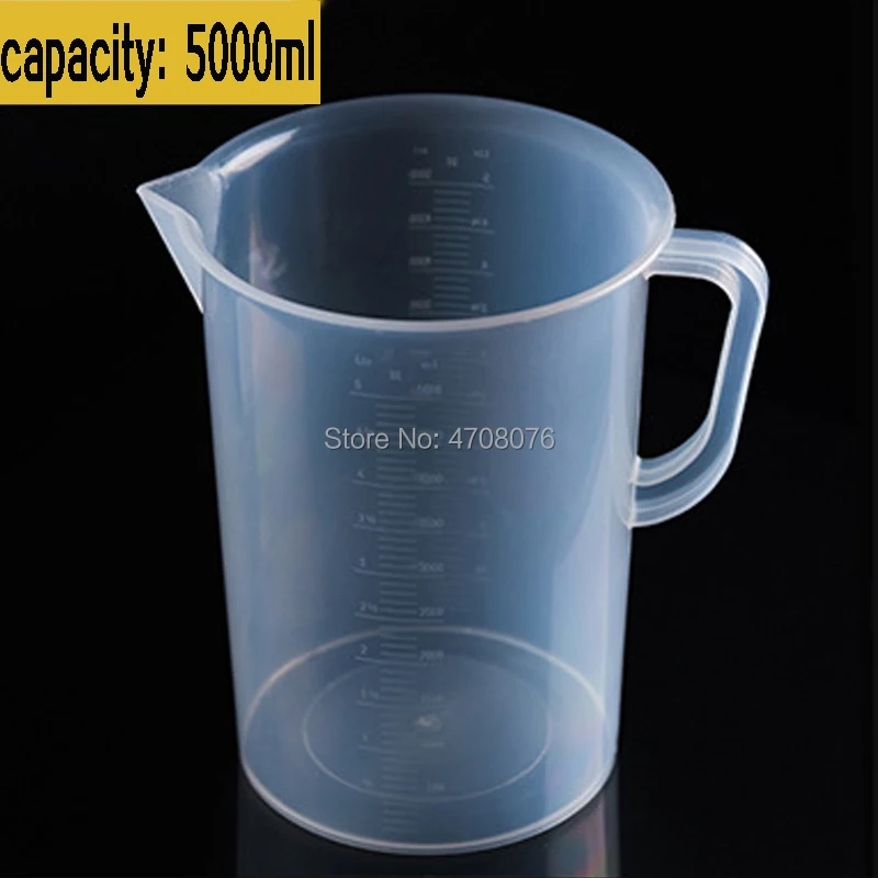 PP graduated beaker Plastic lab measuring cup with handle for chemical experiment kitchen food grade transparent 5000ml 1pc