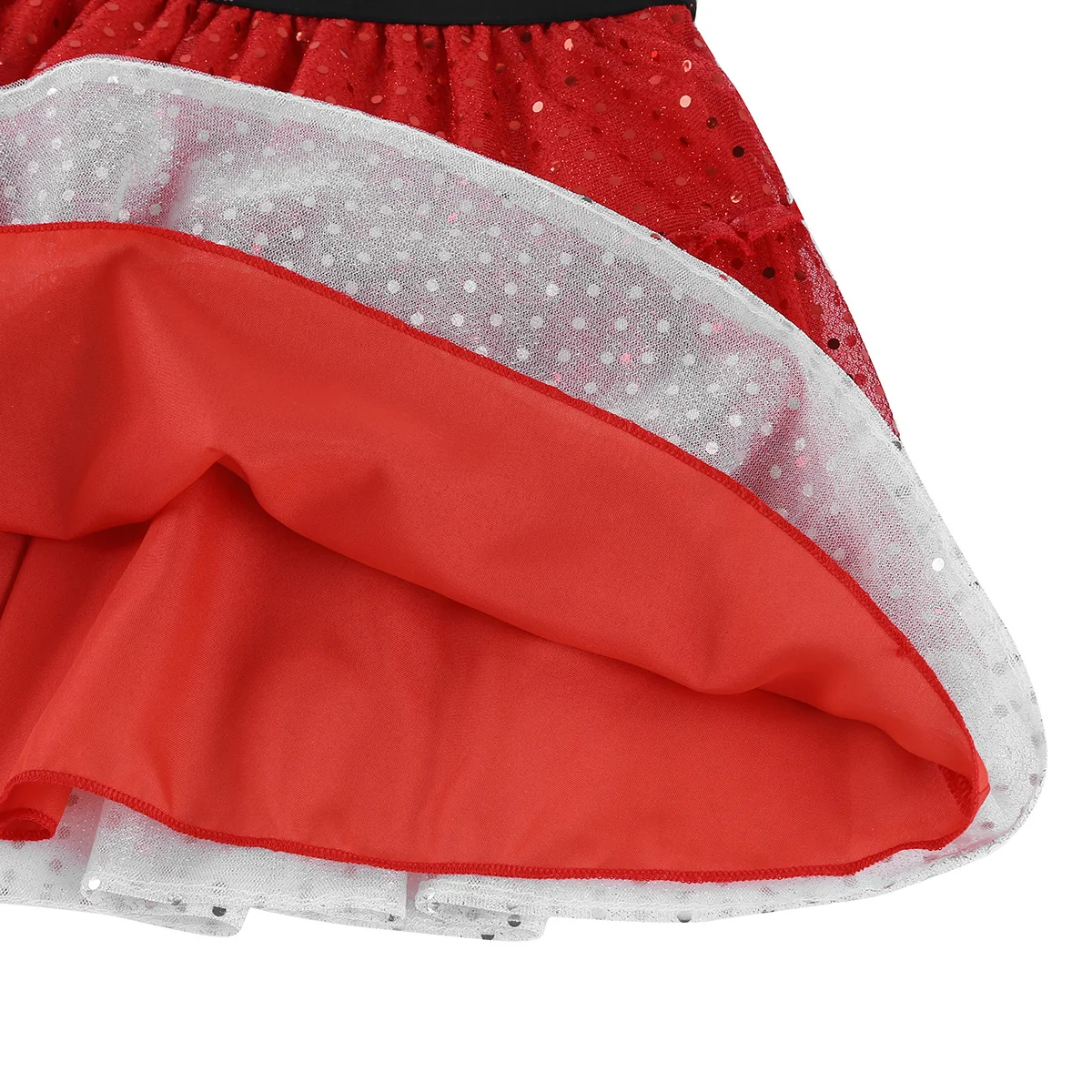 Womens Ballet Dance Skirt Girls Latin Dance Skirt Red Sequins Short Skirt Fancy Performance Party Costume Christmas Dress Up