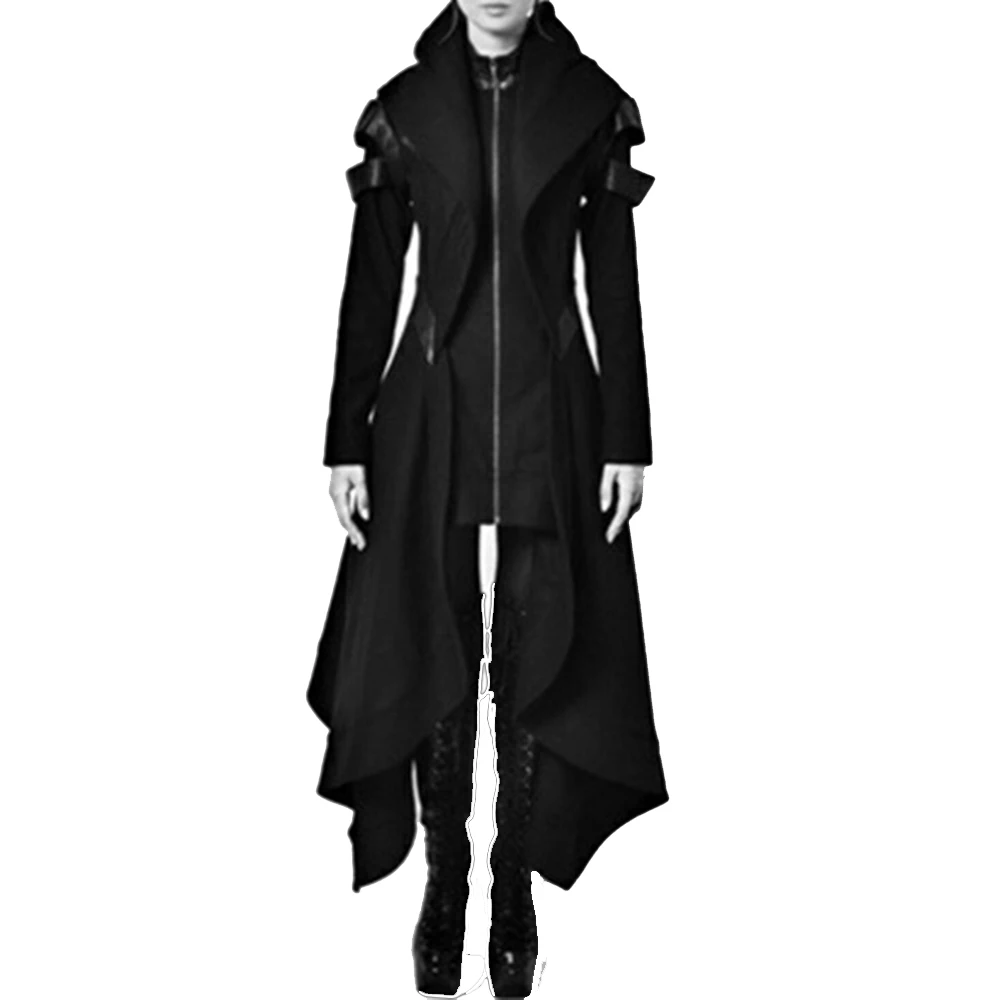 Autumn Gothic trench Vintage Fashion  Women Overcoats Slim Plain Belt Girls Winter Warm black Female  Gothic Coats