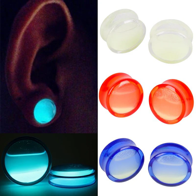 Luminous Liquid Ear Plug Tunnels Glow In Dark Acrylic Flesh Tunnel Expander Lobe Stretcher Gauge Piercing Oreja Body Jewelry 1pc