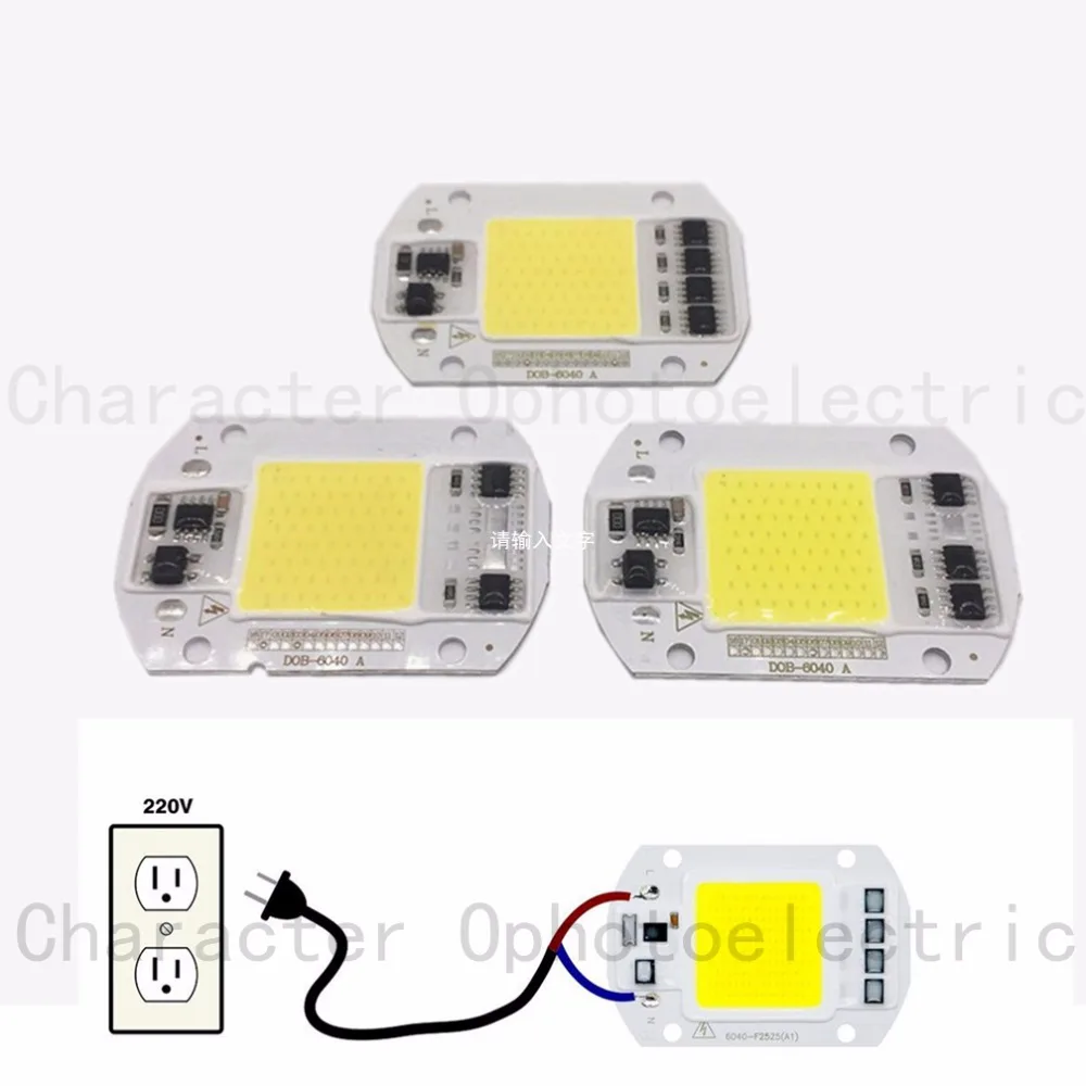 LED COB Chip 110V 220V3W 5W  9W  20W 30W 50W  Warm white Cool white Full spectrum Bulb Lamp Input Smart IC Flood Light Spotlight