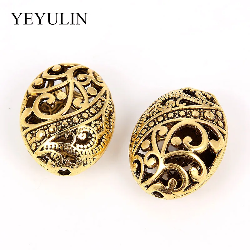 5Pcs Hole Antique Gold Color Round European Big Hole Beads Spacer Bead For DIY Jewelry Making Charms Bracelets Accessories