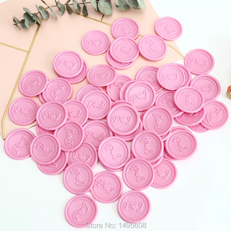 Custom initial wax seal invitation stickers, personalize 2 initials with heart envelop seal stickers ,23 colors, wedding sealing