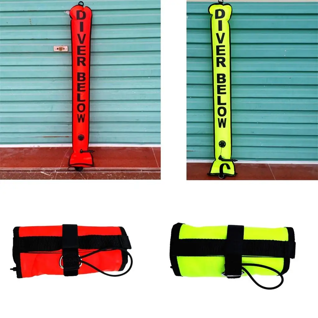 Nylon TPU Safety High Visibility 4FT Underwater Scuba Diving Diver Below SMB Surface Marker Buoy Signal Tube with Oral Inflator