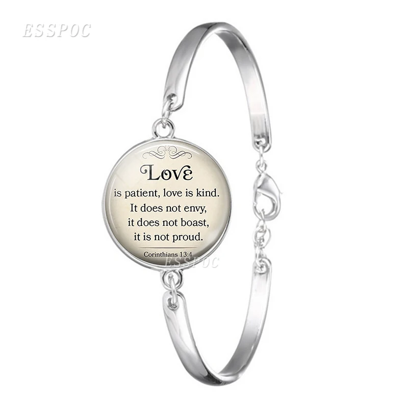 Serenity Prayer Quote Fashion Wrist Bracelet Glass Dome Cabochon Jewelry Round Bangle Bracelets Accessories Women Gift