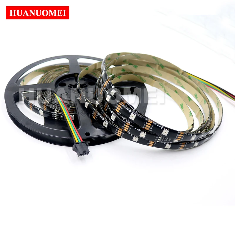 5V 30LEDs/m SK9822 LED Pixel Strip Light,30Pixels/m 5050 SMD RGB LED TV Tape Lights,5M/Roll,DC5V input,Black PCB,Waterproof IP65