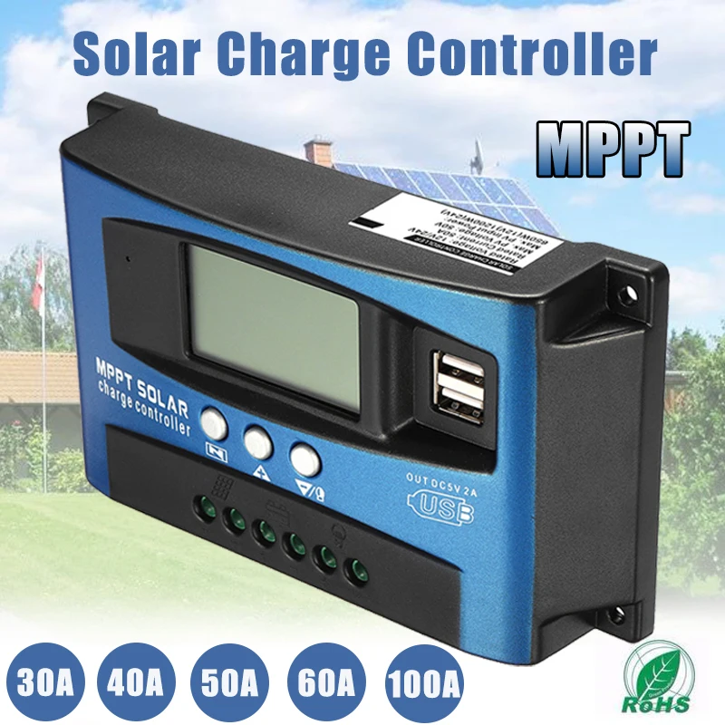 MPPT 30/40/50/60/100A Solar Laderegler 12V 24V Auto LCD Display controller mit Last Dual Timer Control