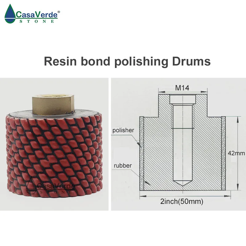 Miễn phí vận chuyển khô kim cương trống bánh xe 2 inch M14 chủ đề để đánh bóng và mài bồn rửa lỗ đá granit và đá đá cẩm thạch