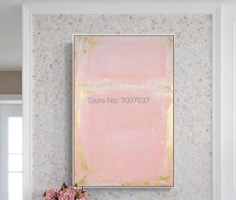 

Hand-painted Oil Painting Canvas Knife Abstract Pink Painting Wall Pictures for Dining Room Home Decor Wall Art No Frame