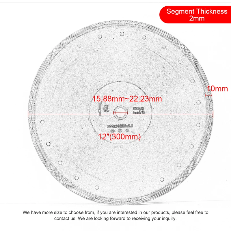 Siêu mỏng 12 inch 300 mét kim cương sứ gạch lưỡi cưa cho sứ và gốm gạch cắt