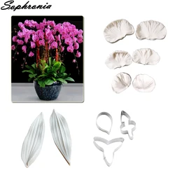 Phalaenopsis Orchid Flower Petal Veiner Silicone Moulds Fondant Scented Fondant Gumpaste Mold For Desserts Round CakeCS359