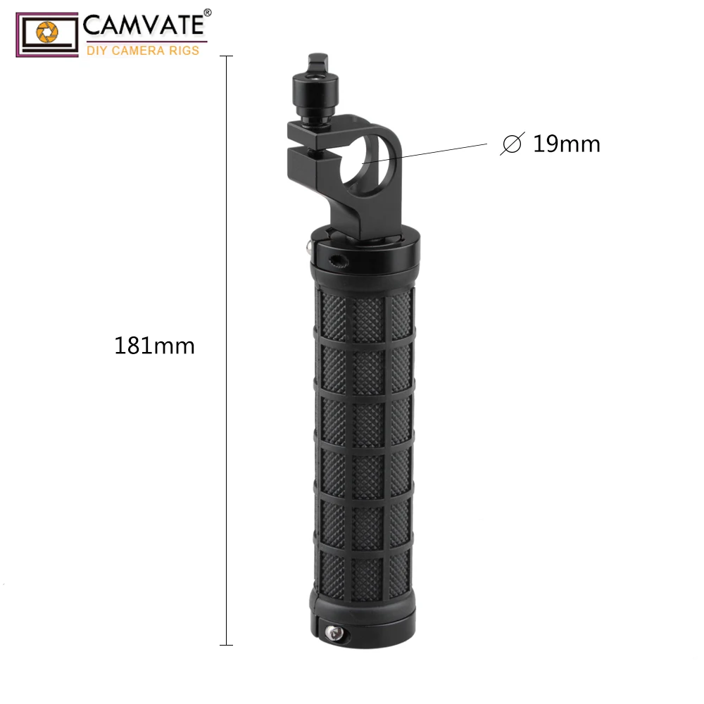 CAMVATE Rubber Camera Rod Handle Grip with 19mm Rod Adapter For DSLR Camera Shoulder Mount Rig Rod Support System Tripod Head