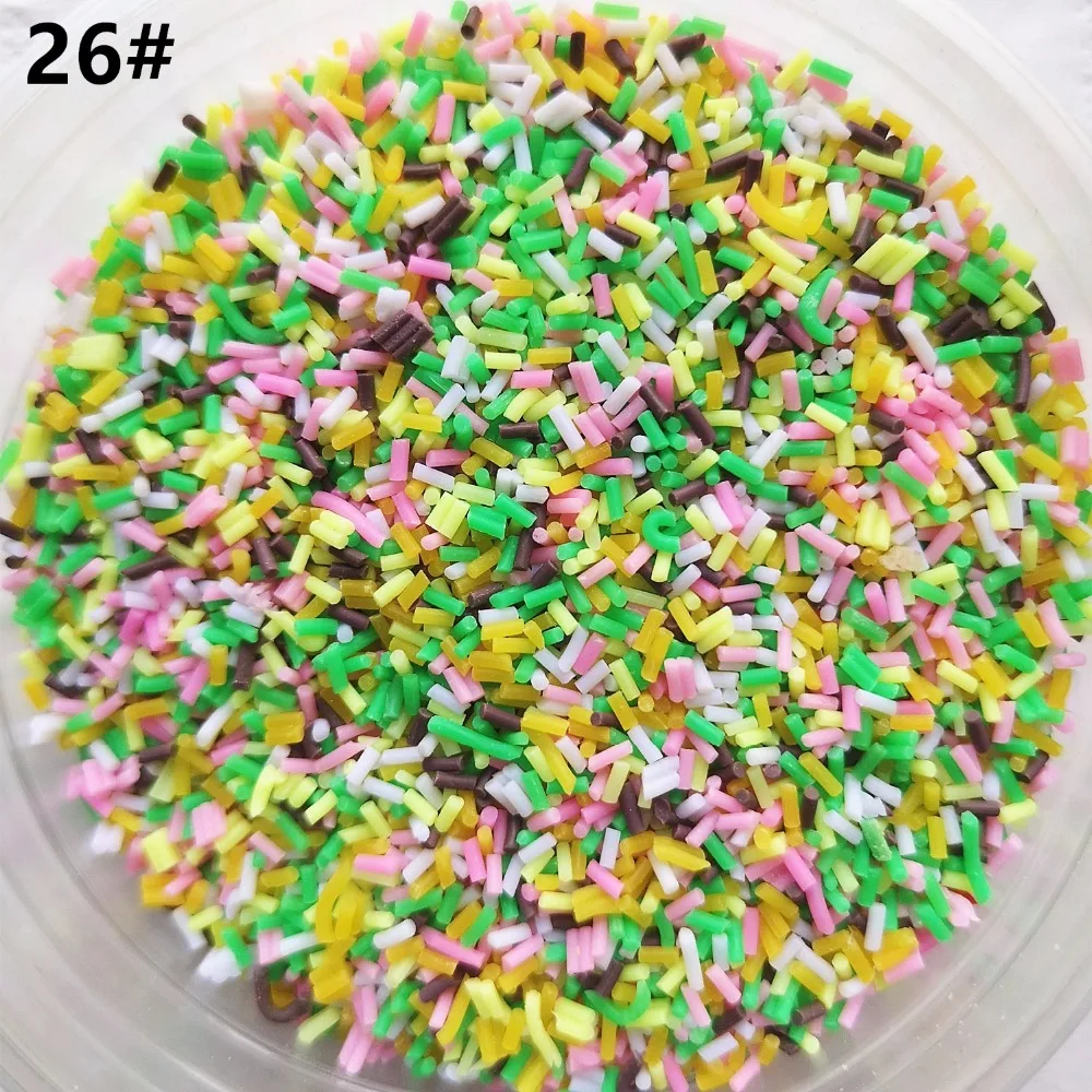 27 Kleuren 100G Nep Hagelslag Voor Slime Filler Candy Chocolate Cake Dessert Modder Decoratie Accessoires