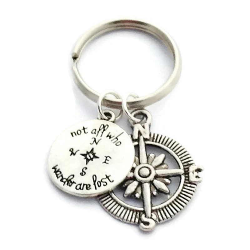 Not All Those Who Wander Are Lost Compass Keychain Adventure Keychain Hobbit Quote Literary Fantasy Key Chain Graduation Gift