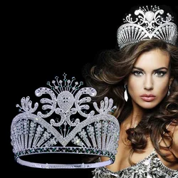 Miss Beauty Pageant Crown High Grade Tiara Green Australian rhinestone crystal Hand Made Hairwear adjustable Headband Mo250