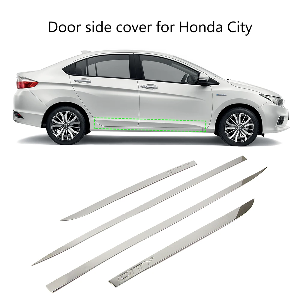 

For Honda City 2014 2015 2016 2017 2018 2019 Car Body Door Side Cover Strip Trim Stainless Steel Exterior Decor 4Pcs