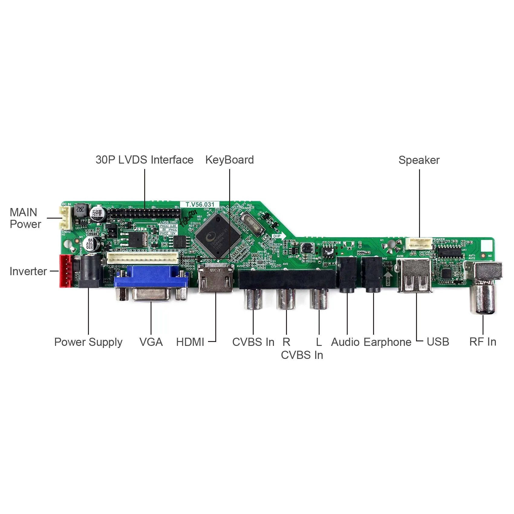 HD Serta VGA AV USB RF LCD Controller Board Bekerja untuk 12.1 Inci 1024X768 LTN121XJ-L02 LTN121XJ-L07 HT121X01-101 N121X5-L06 n121IA-L02