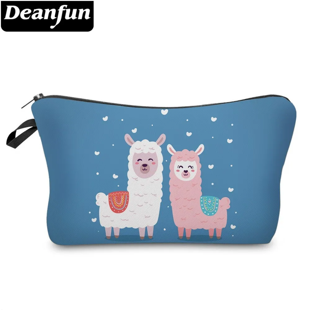 Deanfun Waterproof White Llama Blue Cosmetic Bag Heart Pink Alpaca Makeup Bag Necessaire Love Gift  51375