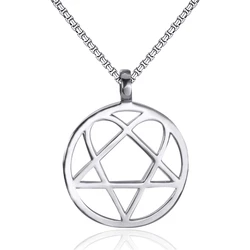 Heartagram Star Heart Him Mens Womens Stainless Steel Pendant Necklace Vintage jewelry