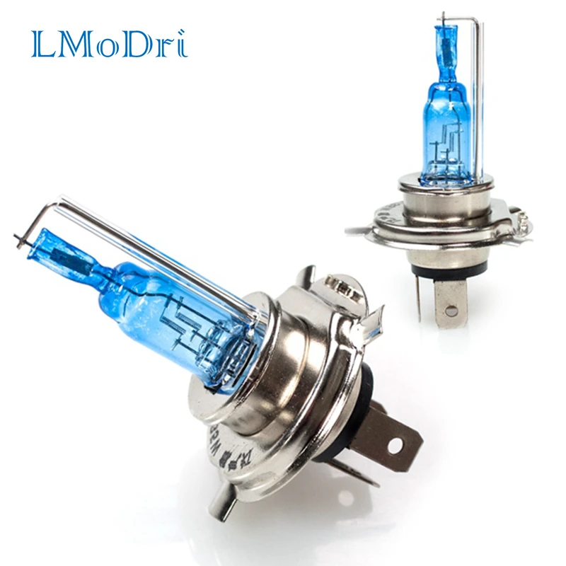 LMoDri 2 Pcs New Universal Motorcycle H4 HALOGEN XENON HID Bulb Headlight Headlamp Super White BULBS 35/35W with 3 Contactors