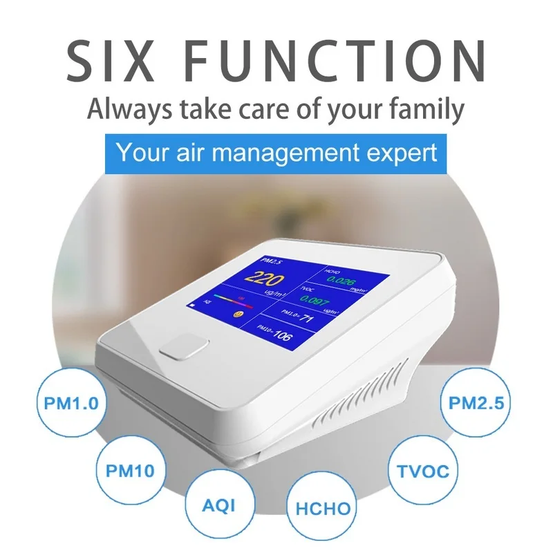 Multi-function Air Detector Portable Gas Sensor Smart Calibration PM2.5 PM10 PM1.0 HCHO Air Quality Monitor Gas Analyzer